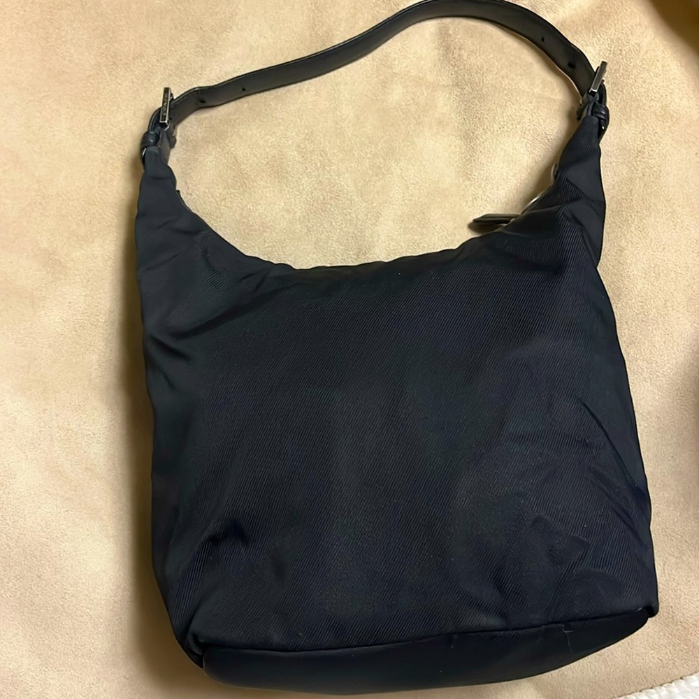 Authentic Coach New York Small Vintage Black Canvas Shoulder Hobo Handbag